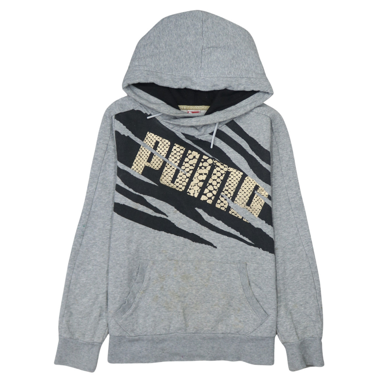 PUMA Womens Grey Animal Print Pullover Hoodie Size 12