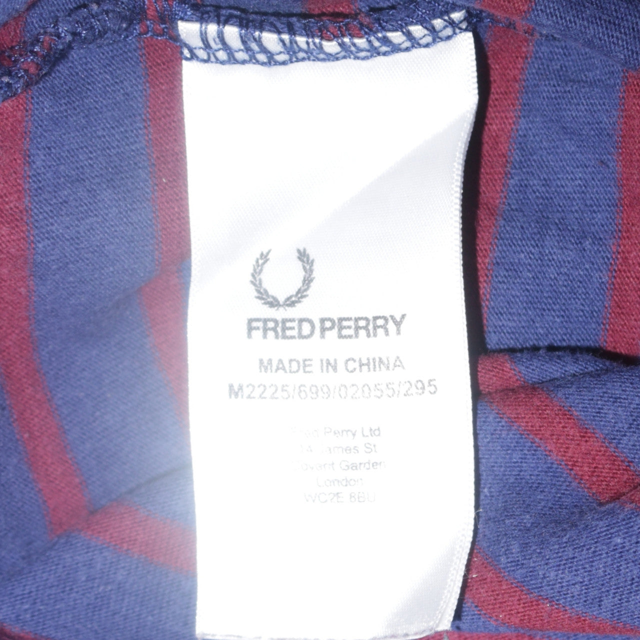 Fred Perry Men's Blue Striped Long Sleeve Cotton T-Shirt M