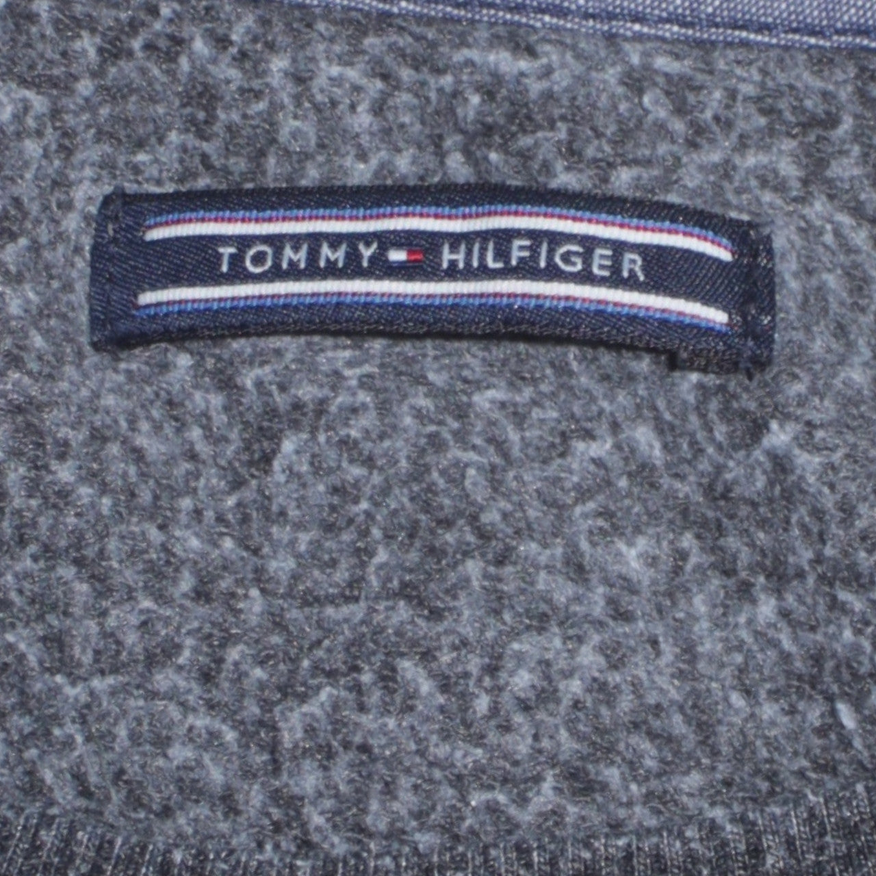 Tommy Hilfiger Men's Grey Quilted Pullover Sweatshirt L Crew Neck Classic