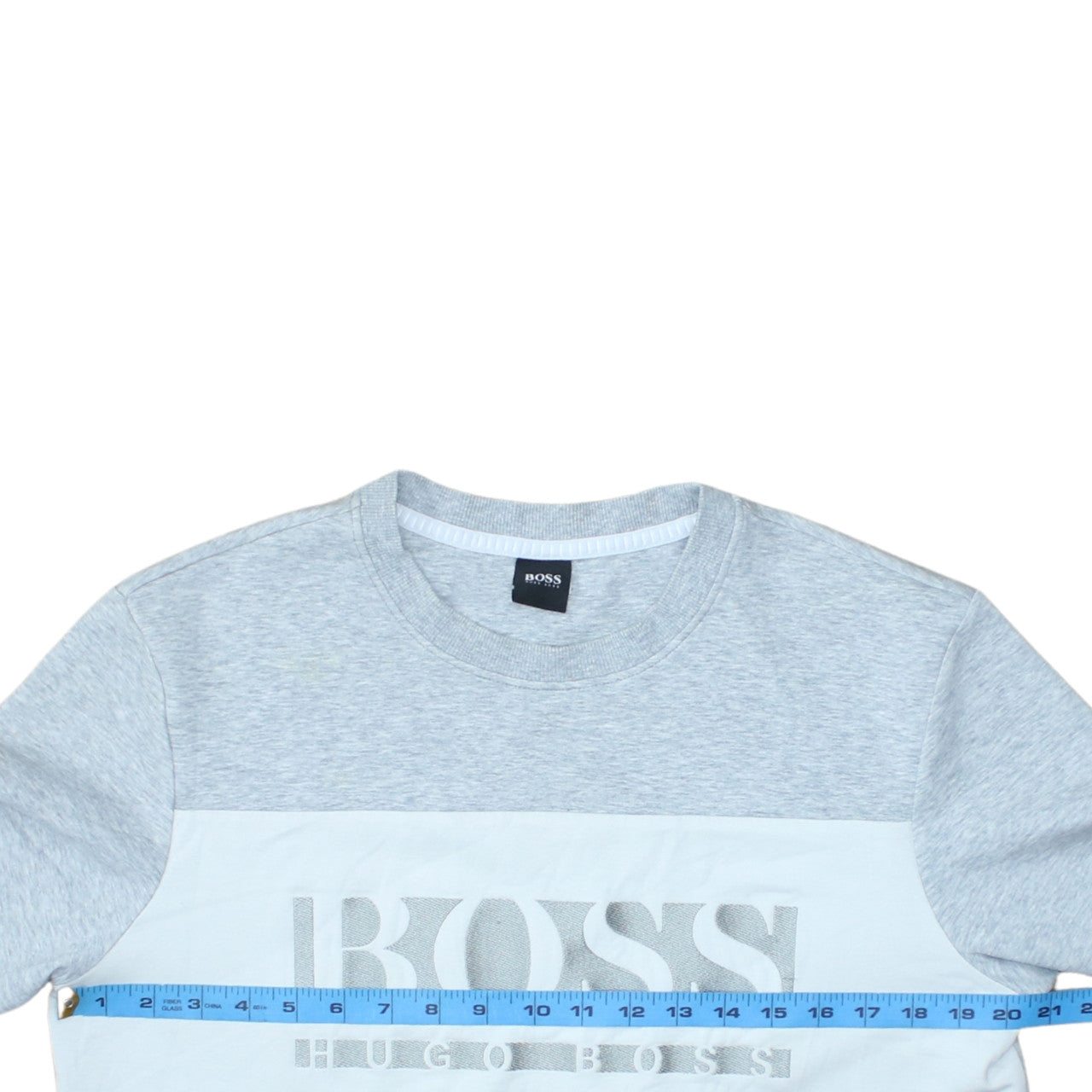 Hugo Boss Mens Grey Logo Sweatshirt L Crew Neck Pullover Jumper Classic