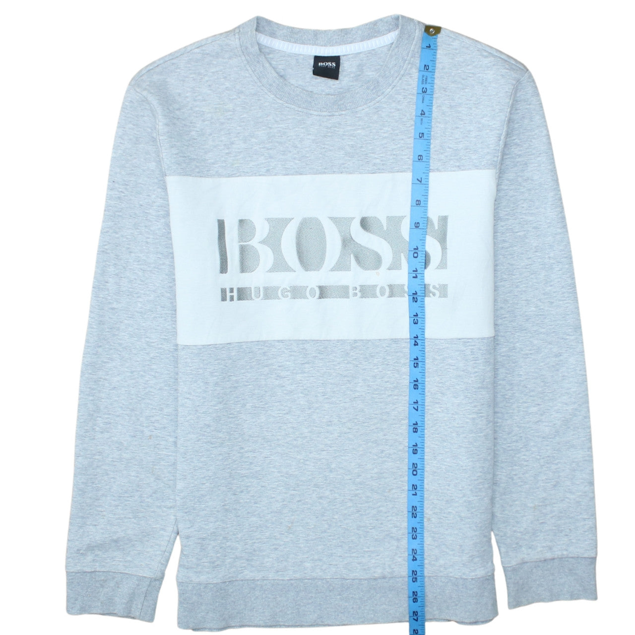 Hugo Boss Mens Grey Logo Sweatshirt L Crew Neck Pullover Jumper Classic
