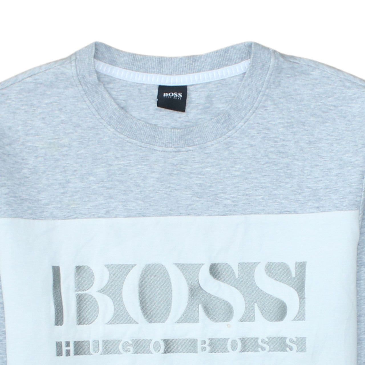 Hugo Boss Mens Grey Logo Sweatshirt L Crew Neck Pullover Jumper Classic