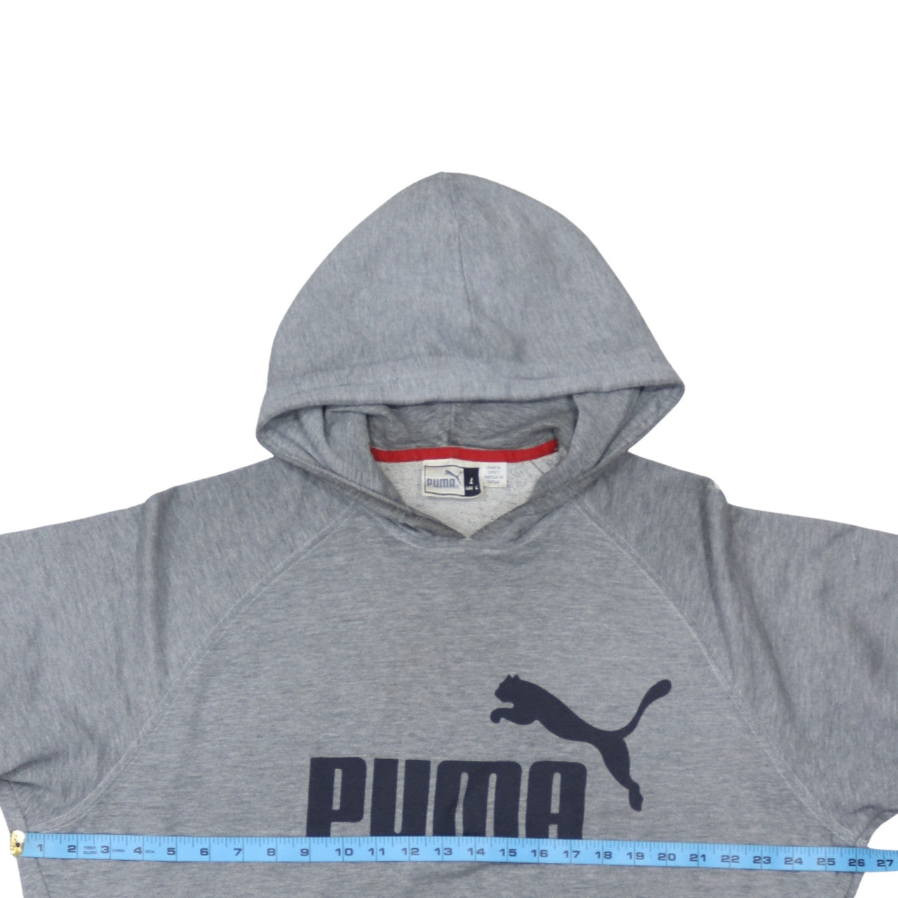 Puma Men's Grey Pullover Hoodie L Sports Fleece Sweatshirt