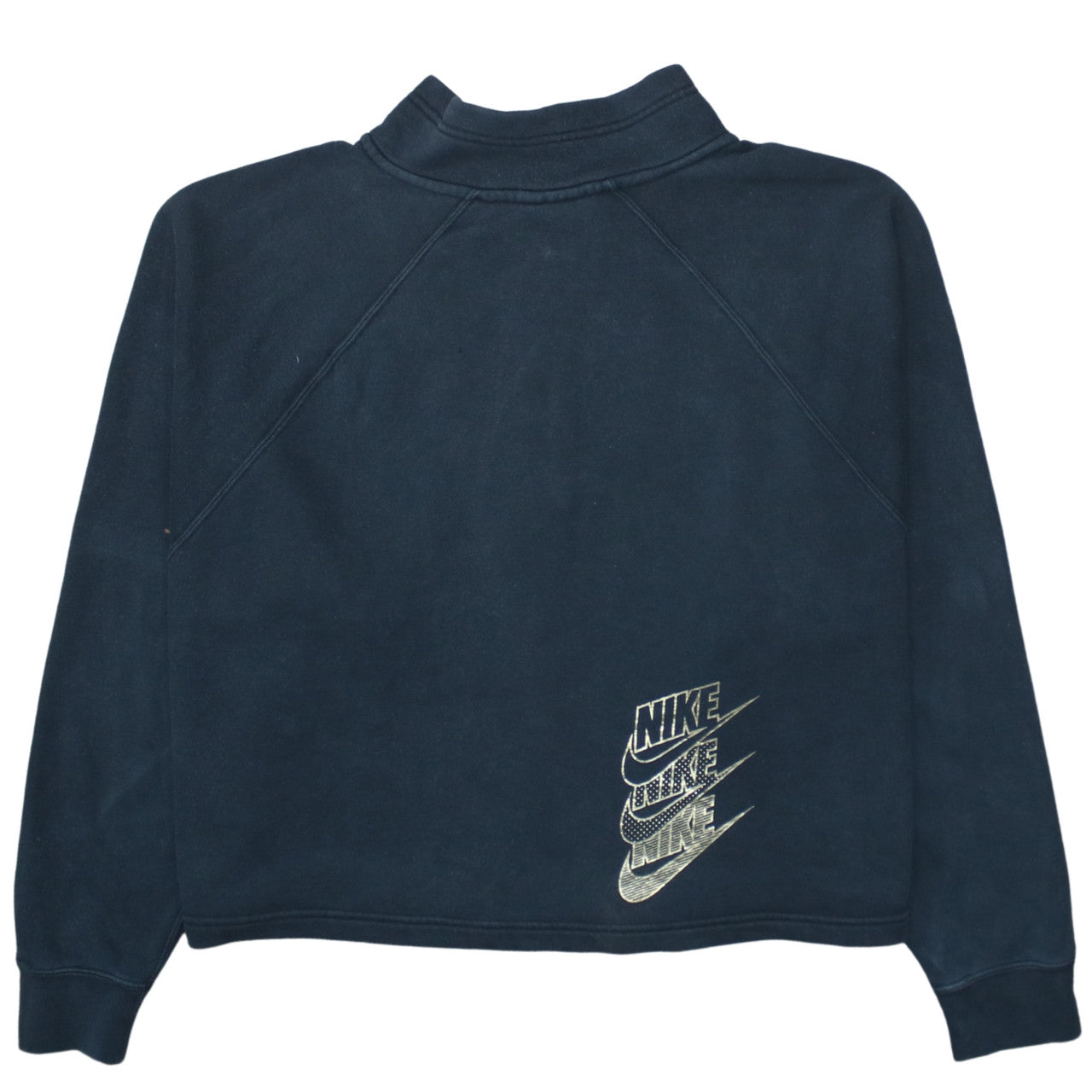 Nike Womens Navy 1/4 Zip Fleece Sweatshirt XL Just Do It Logo