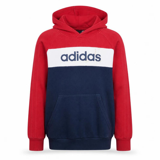 Adidas Boys Red Navy Colourblock Pullover Hoodie Size 14 Years