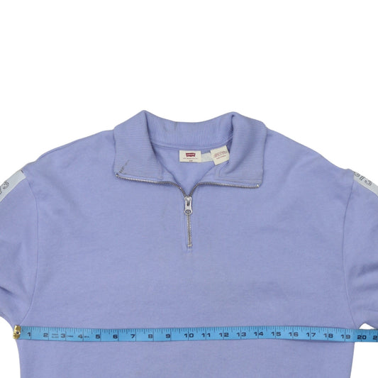 Levi's Women Lilac 1/4 Zip Logo Sweatshirt XXS Relaxed Cotton Blend