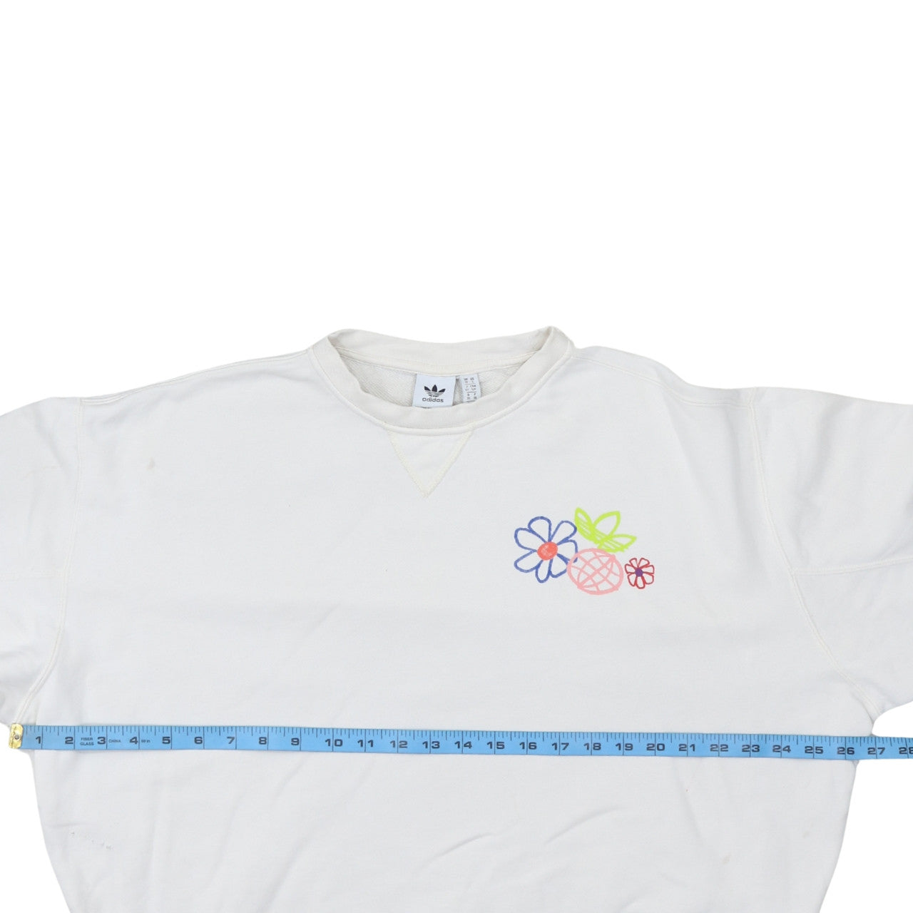 Adidas Womens White Floral Crew Neck Sweatshirt Size 12 UK