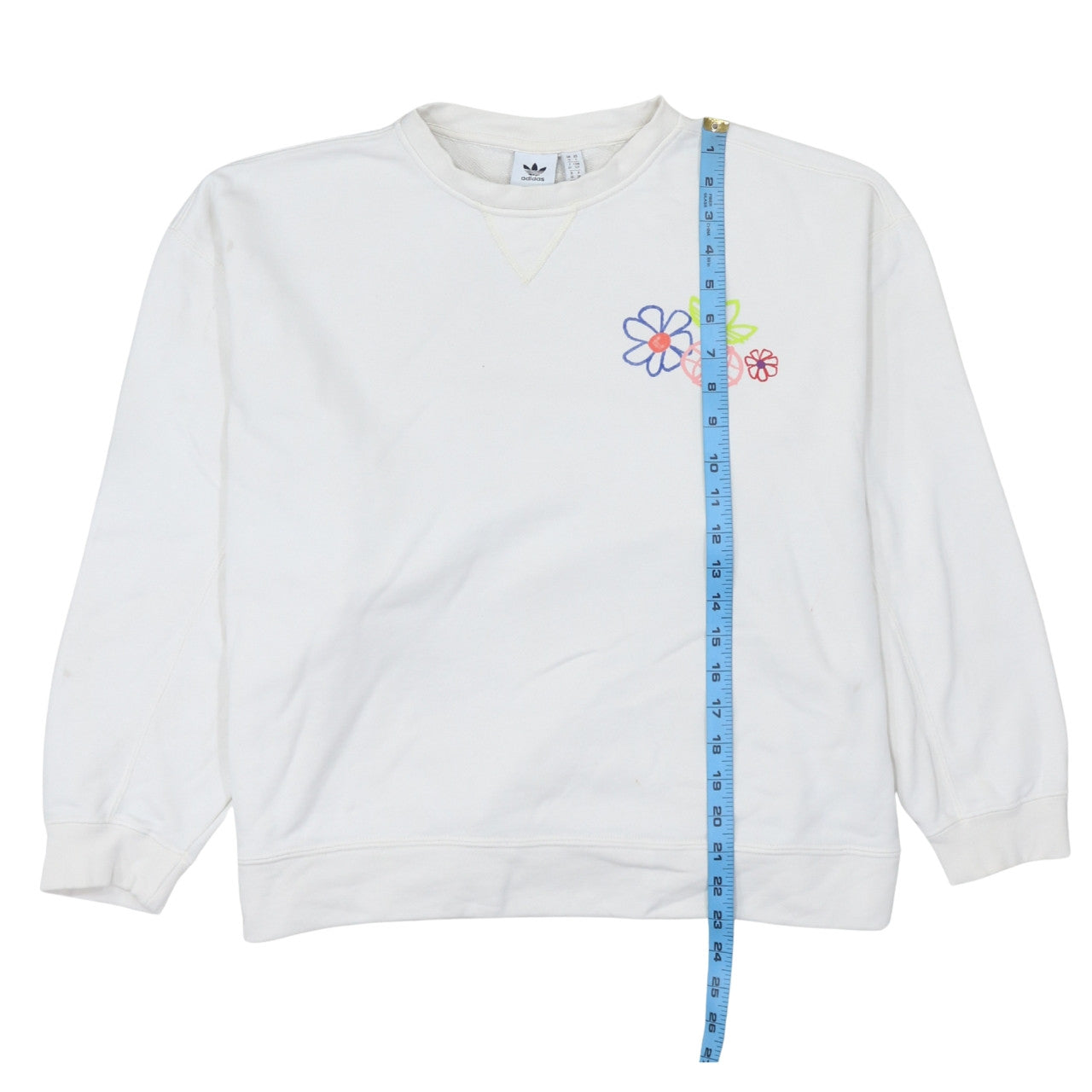 Adidas Womens White Floral Crew Neck Sweatshirt Size 12 UK