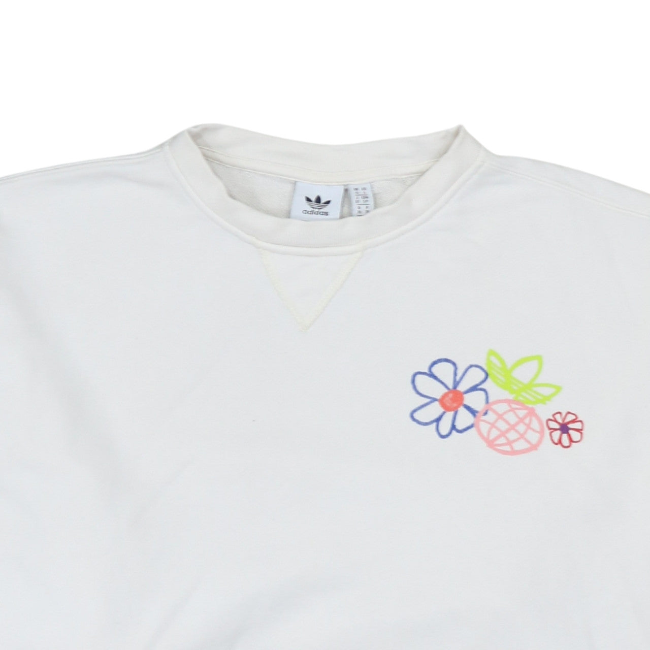 Adidas Womens White Floral Crew Neck Sweatshirt Size 12 UK