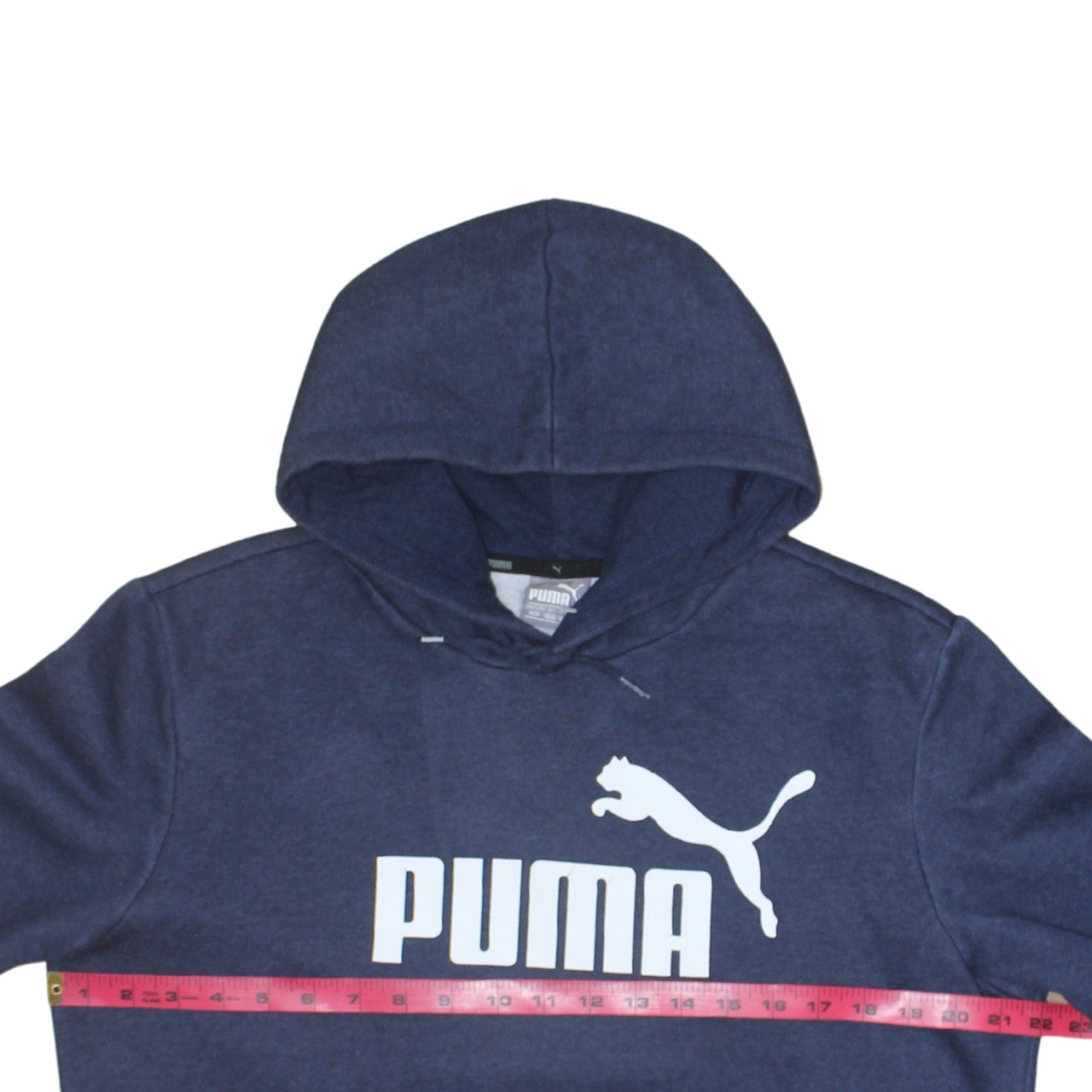 Puma Men's Blue Pullover Hoodie Medium Fleece Logo Sportswear
