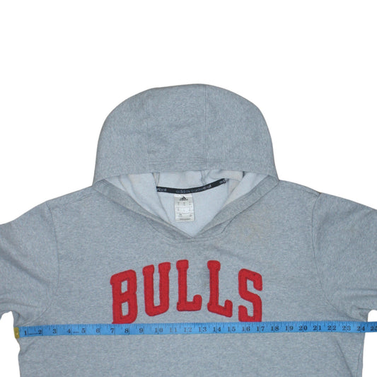adidas Mens Grey Bulls Pullover Hoodie XL Basketball Fleece