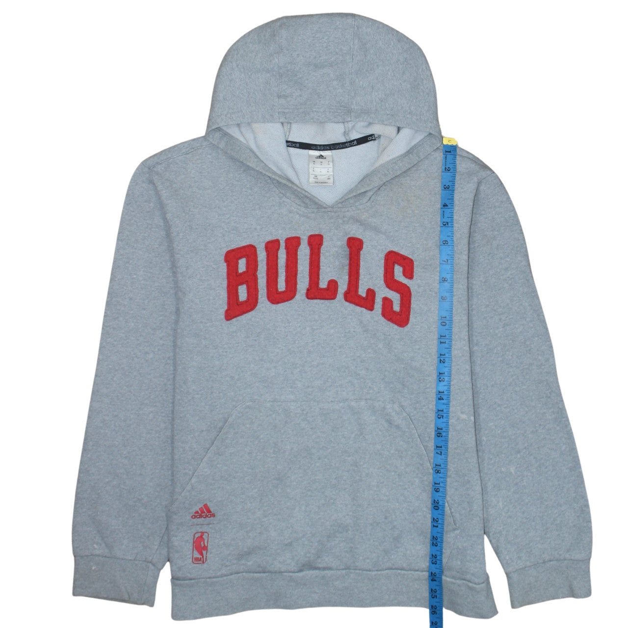 adidas Mens Grey Bulls Pullover Hoodie XL Basketball Fleece