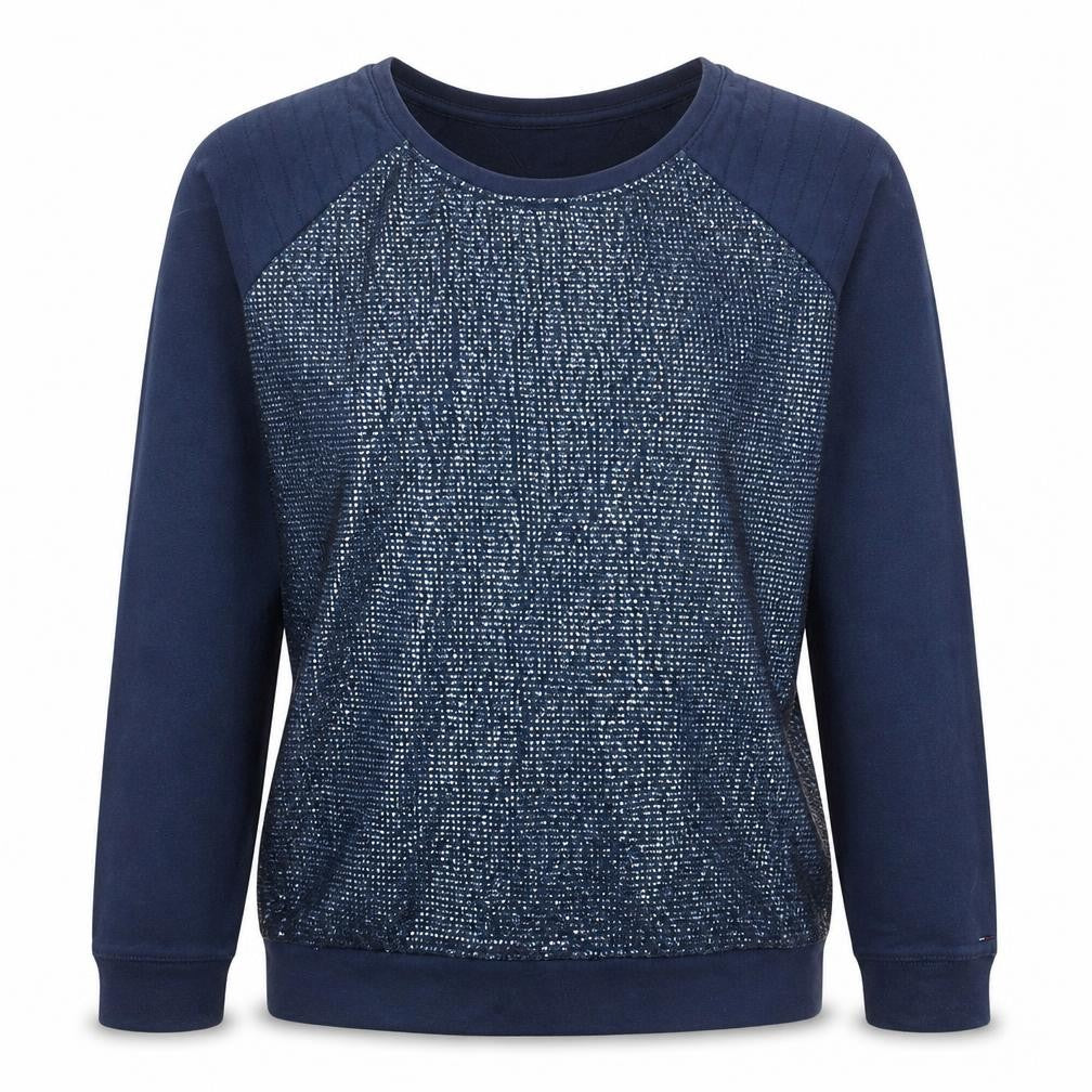 Hilfiger Denim Womens Navy Blue Sequin Pullover Sweatshirt Size L