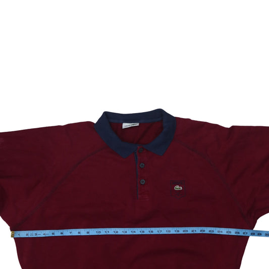 Vintage Lacoste Red Long Sleeve Cotton Polo Shirt Men's L