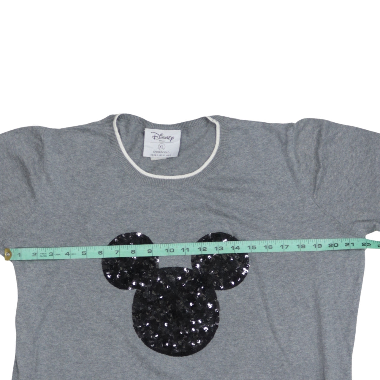 Disney Women's Grey Sequin Mickey Mouse Pullover Jumper XL