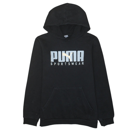 Puma Boys Black Pullover Hoodie 15-16 Years Sportswear Logo Long Sleeve