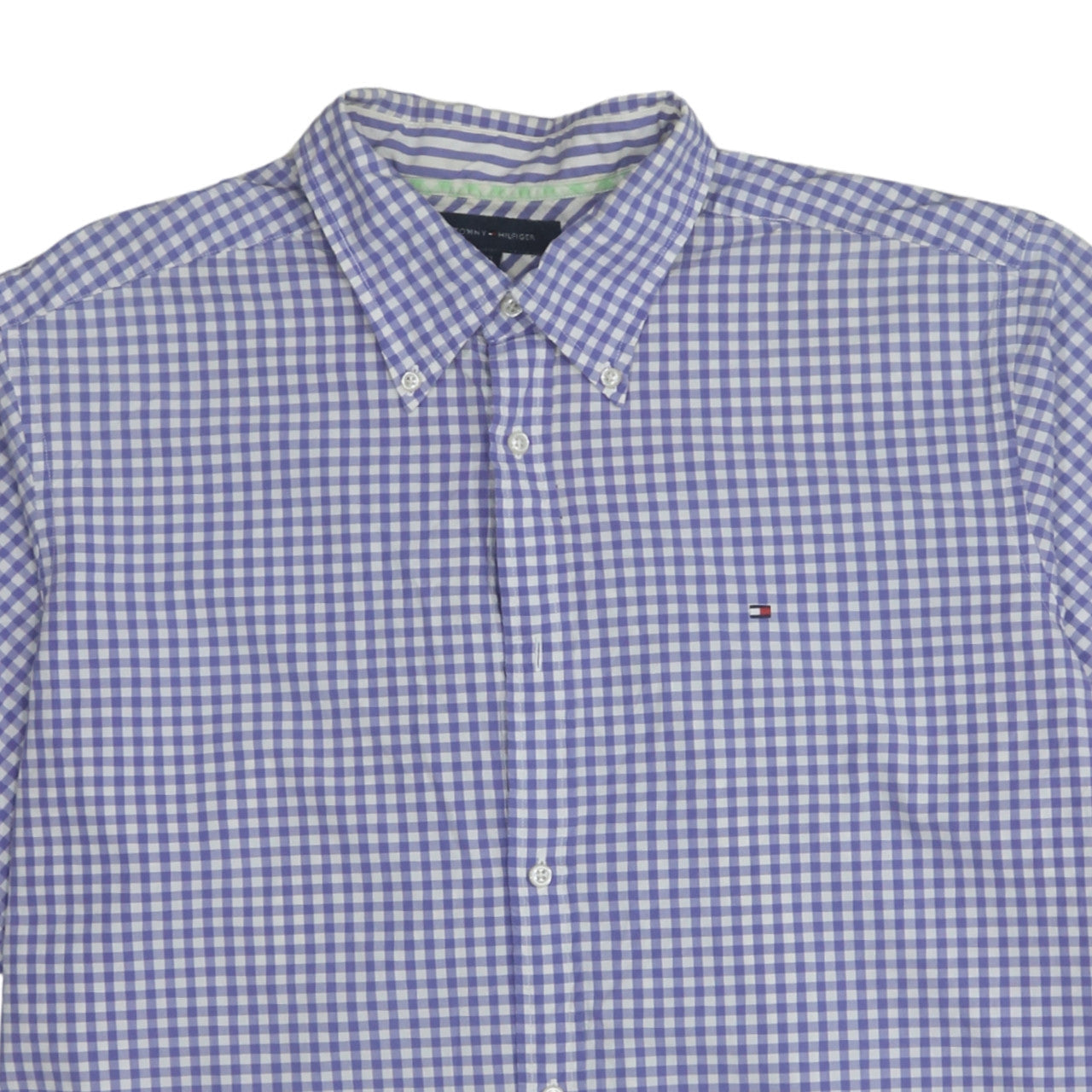 Tommy Hilfiger Men’s Blue Check Cotton Short Sleeve Button-Up Shirt 2XL