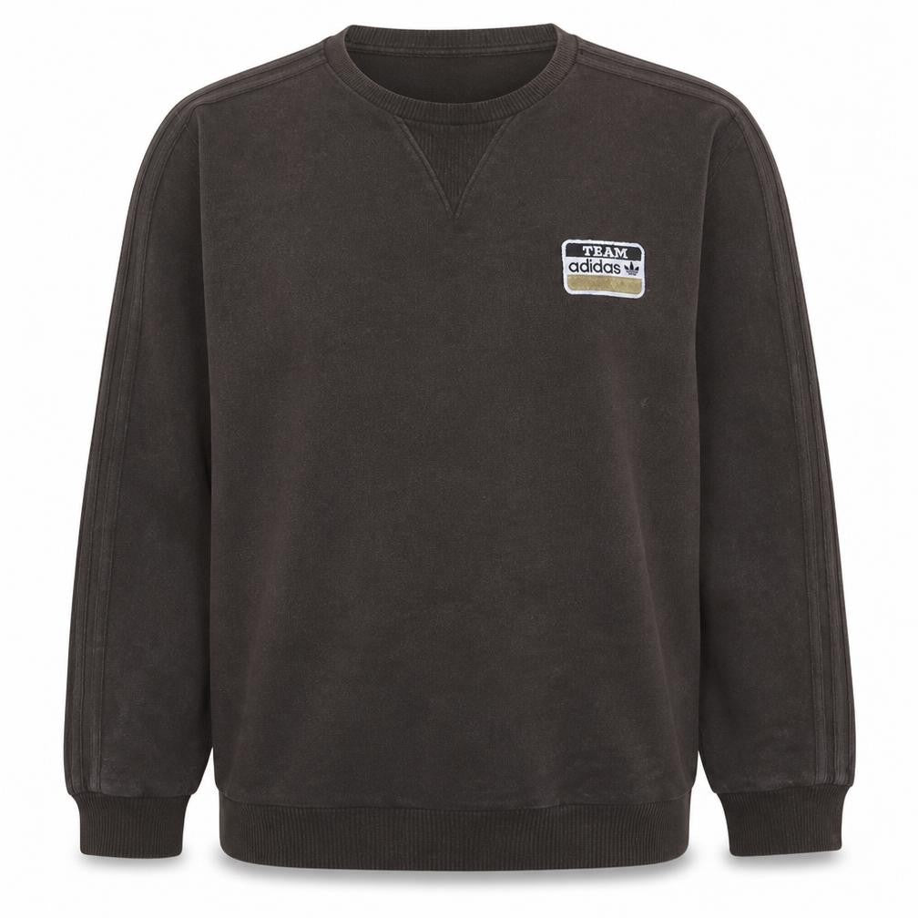 Front view of adidas men’s brown 2xl pullover sweatshirt crew neck fleece