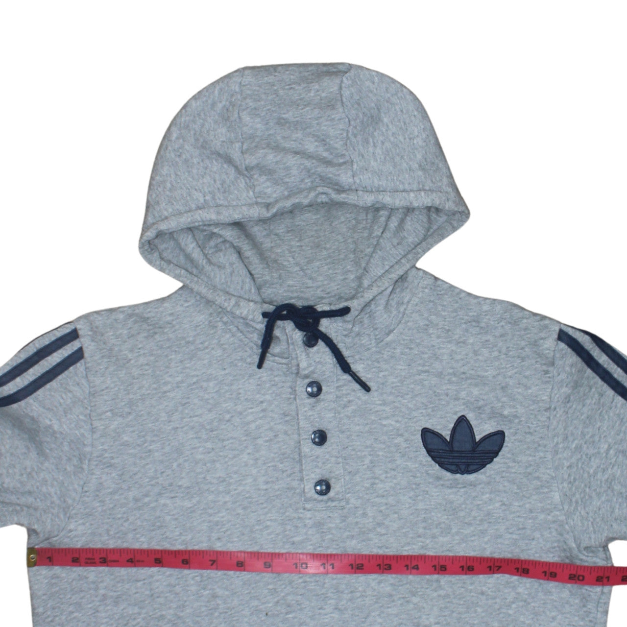 Adidas Mens Grey Henley Hoodie Medium Sports Hooded Sweatshirt