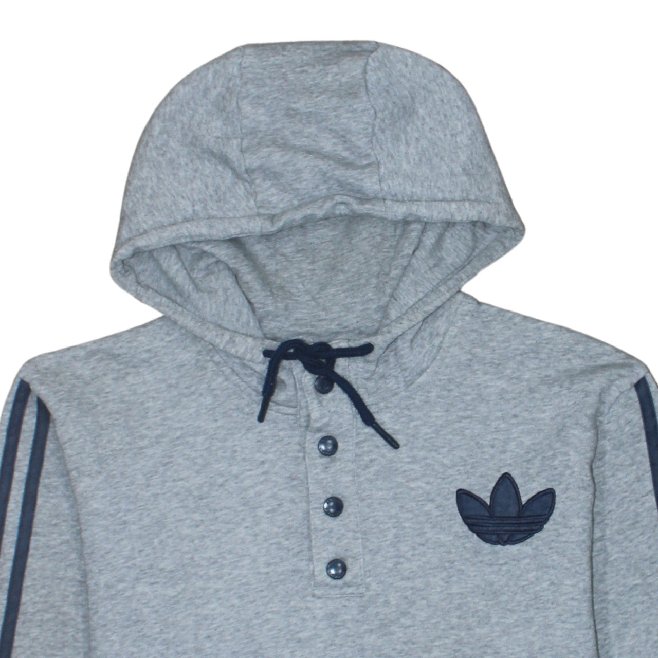Adidas Mens Grey Henley Hoodie Medium Sports Hooded Sweatshirt