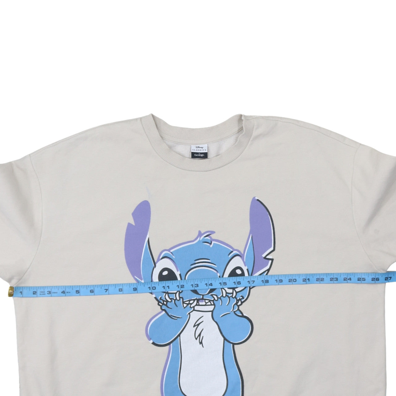 Disney Classics George Women Beige Stitch Sweatshirt XL Crew Neck