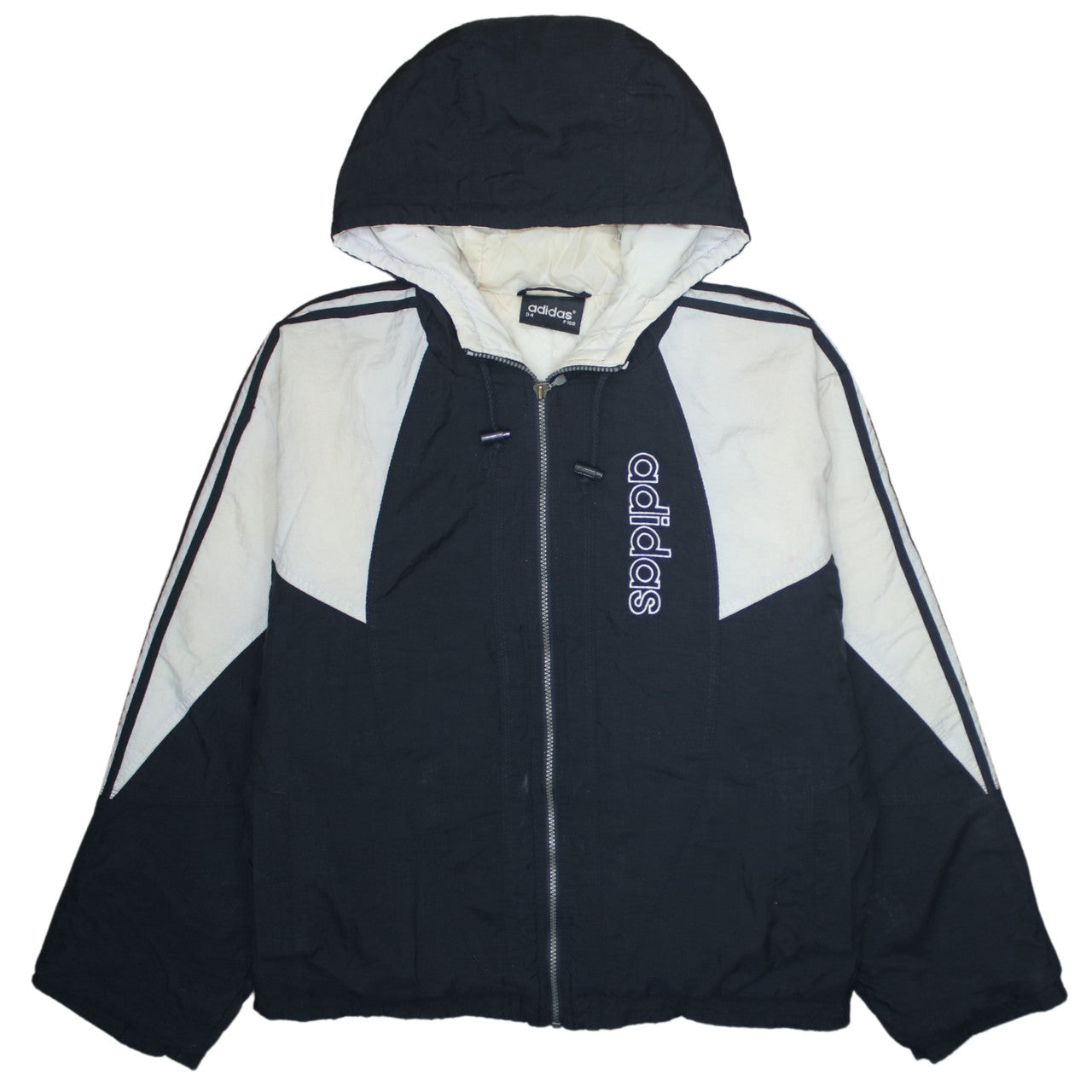 adidas Mens Black Hooded Retro 90s Puffer Jacket Size M