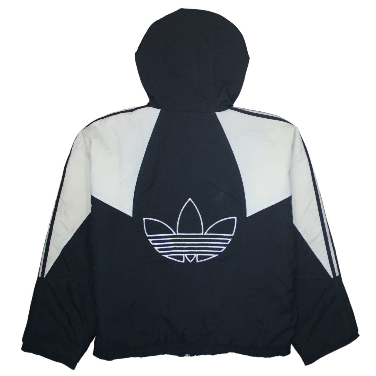 adidas Mens Black Hooded Retro 90s Puffer Jacket Size M