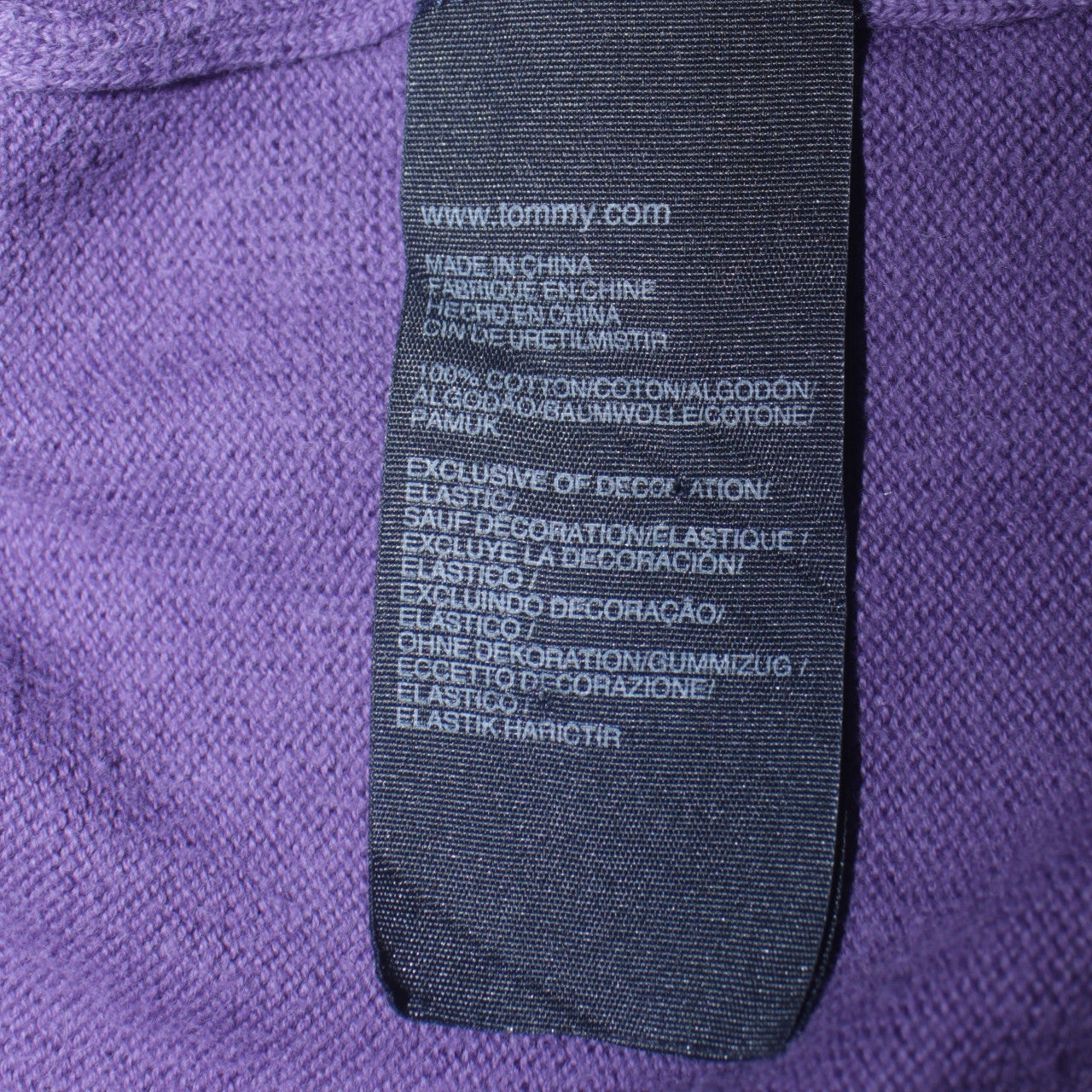 Tommy Hilfiger Men's Purple XL V-Neck Cotton Jumper