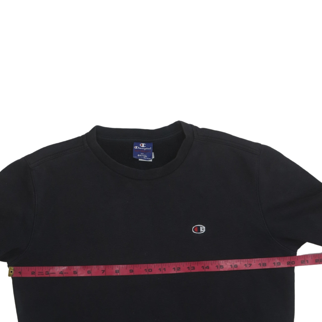 Champion Men's Black Small Crew Neck Fleece Pullover Sweatshirt