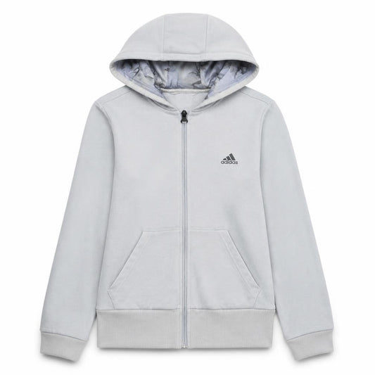 Adidas Girls White Full Zip Hoodie M Sports Casual Lightweight