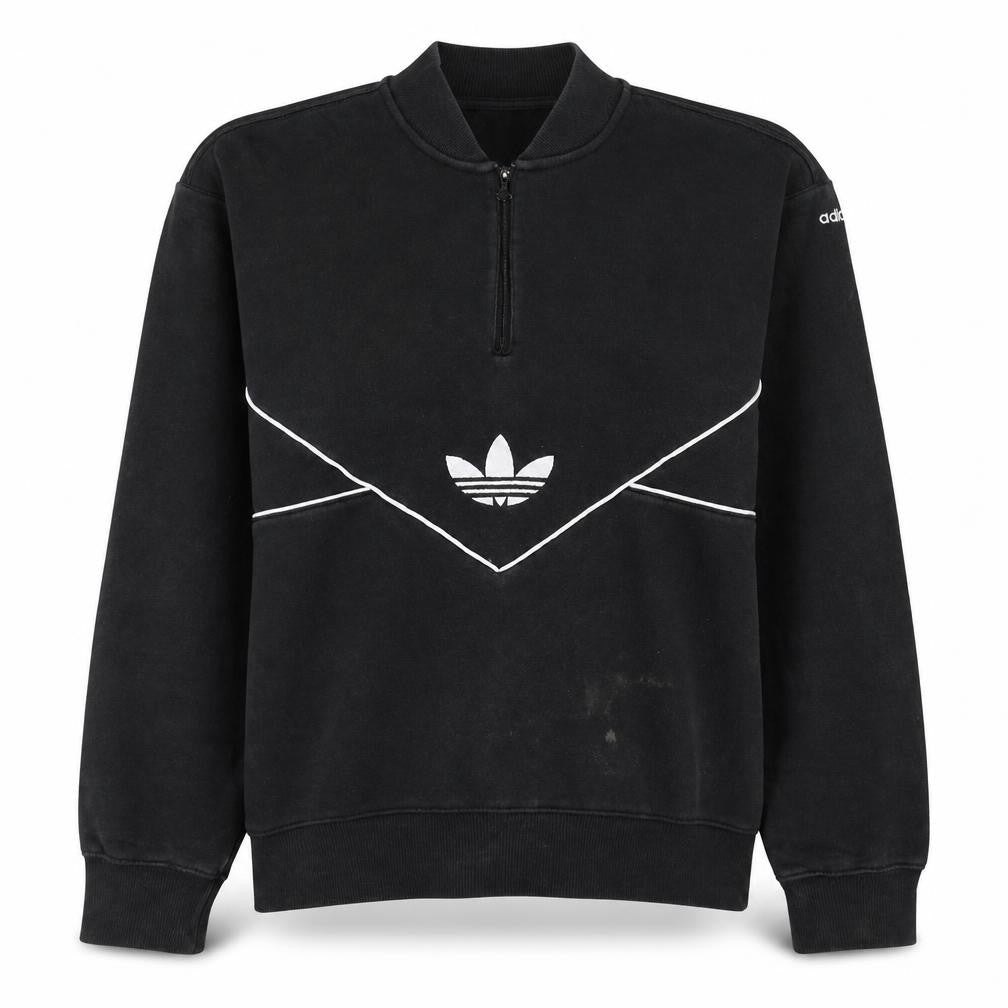 Front view of Adidas Women’s Black 1/4 Zip Sweatshirt Small Logo Pullover