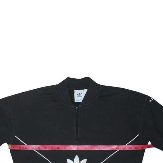 Adidas Women’s Black 1/4 Zip Sweatshirt Small Logo Pullover