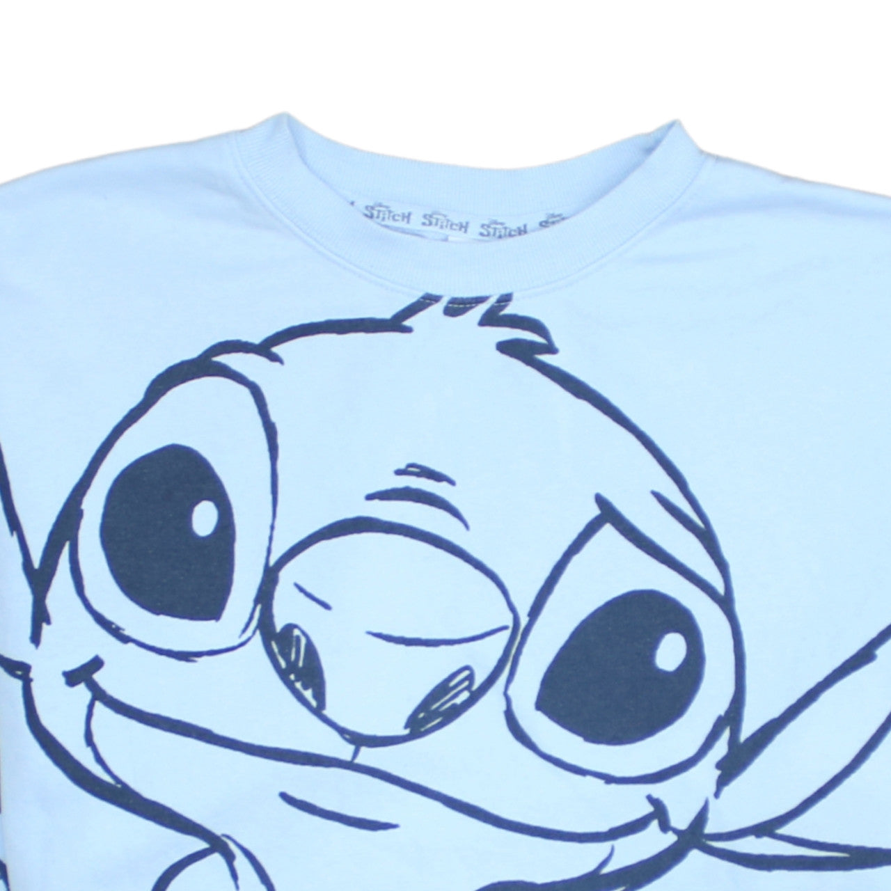 Disney Stitch Light Blue Women's Sweatshirt Size S Crew Neck Pullover