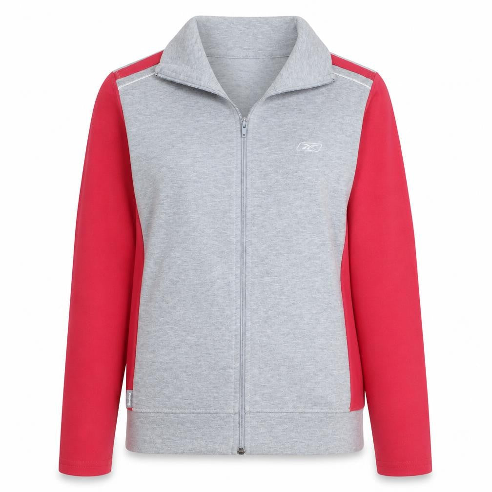 Reebok Women Grey & Pink Full Zip Hoodie L Classic Sportswear