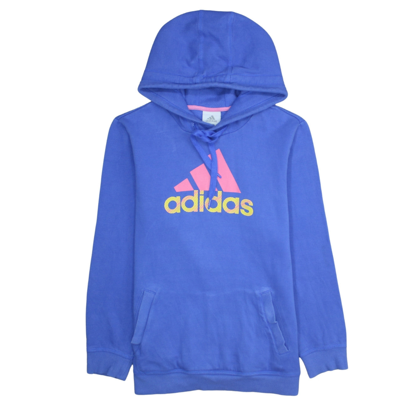 Adidas Womens Blue Pullover Hoodie Size 18 Logo Print Cotton Blend