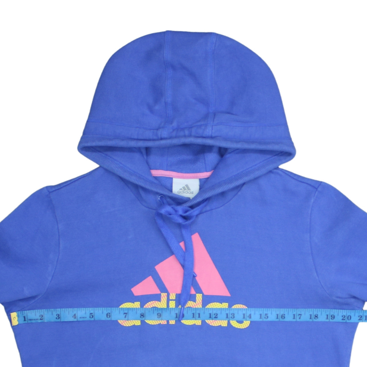 Adidas Womens Blue Pullover Hoodie Size 18 Logo Print Cotton Blend