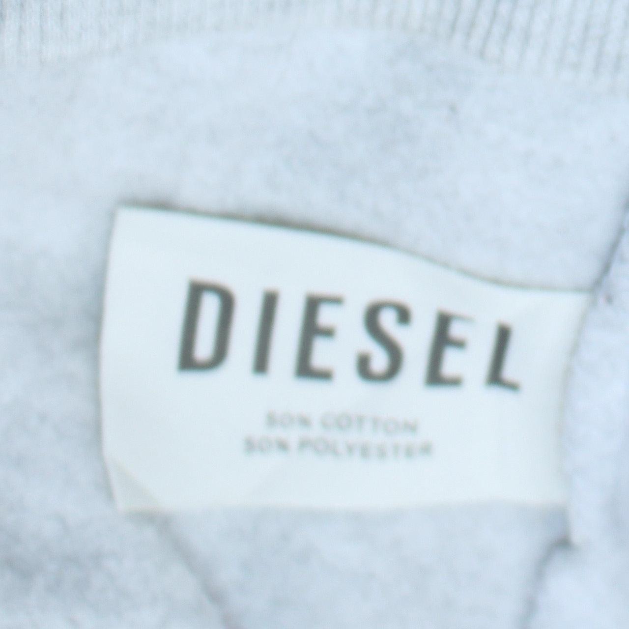 Diesel Womens Light Grey Full Zip Hoodie Size L Cotton Blend