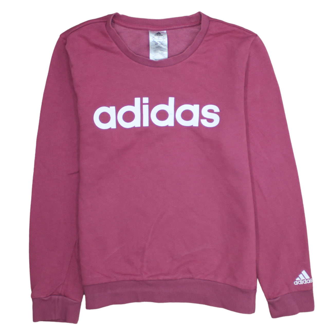 Adidas Womens Pink Crew Neck Long Sleeve Pullover Sweatshirt M 12-14