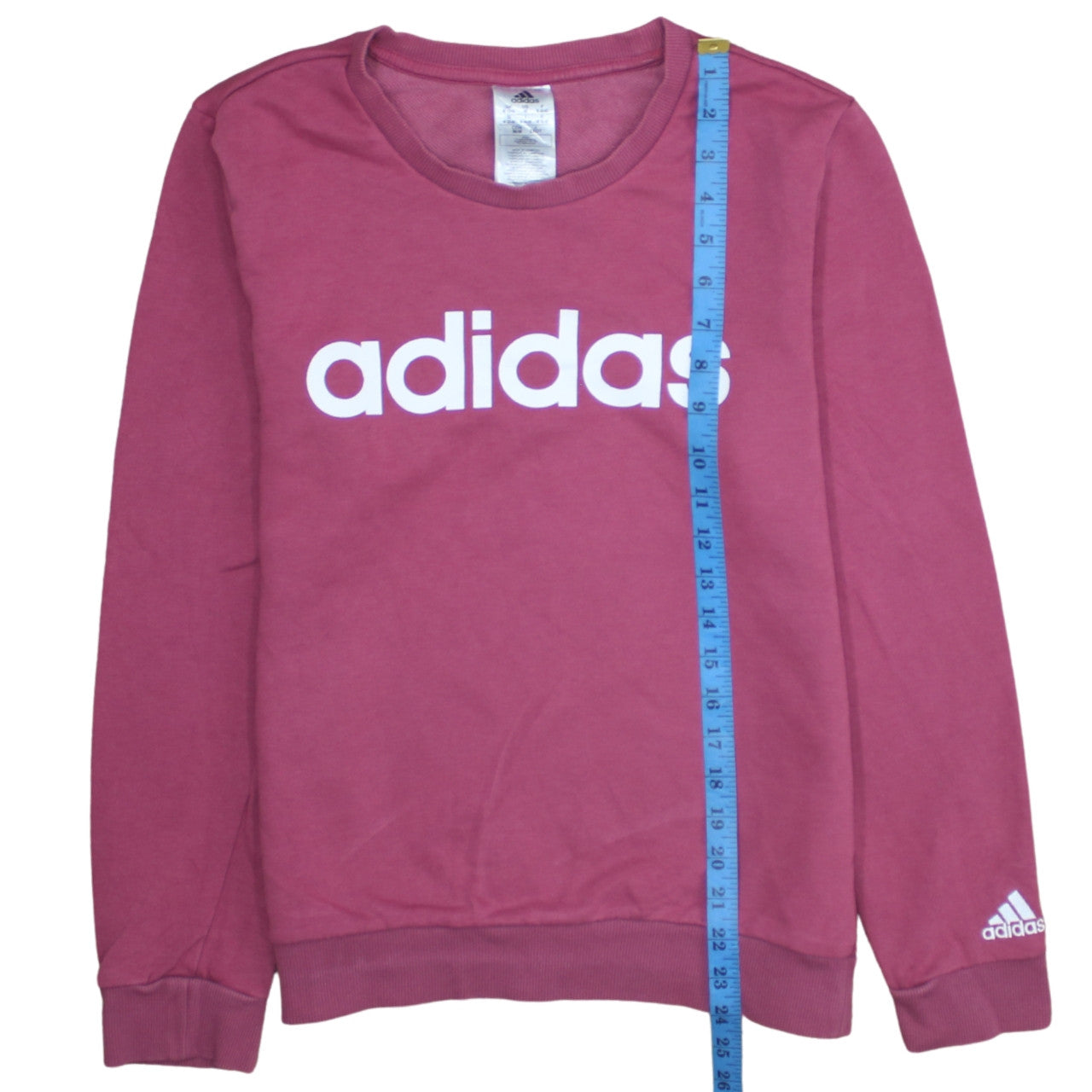 Adidas Womens Pink Crew Neck Long Sleeve Pullover Sweatshirt M 12-14