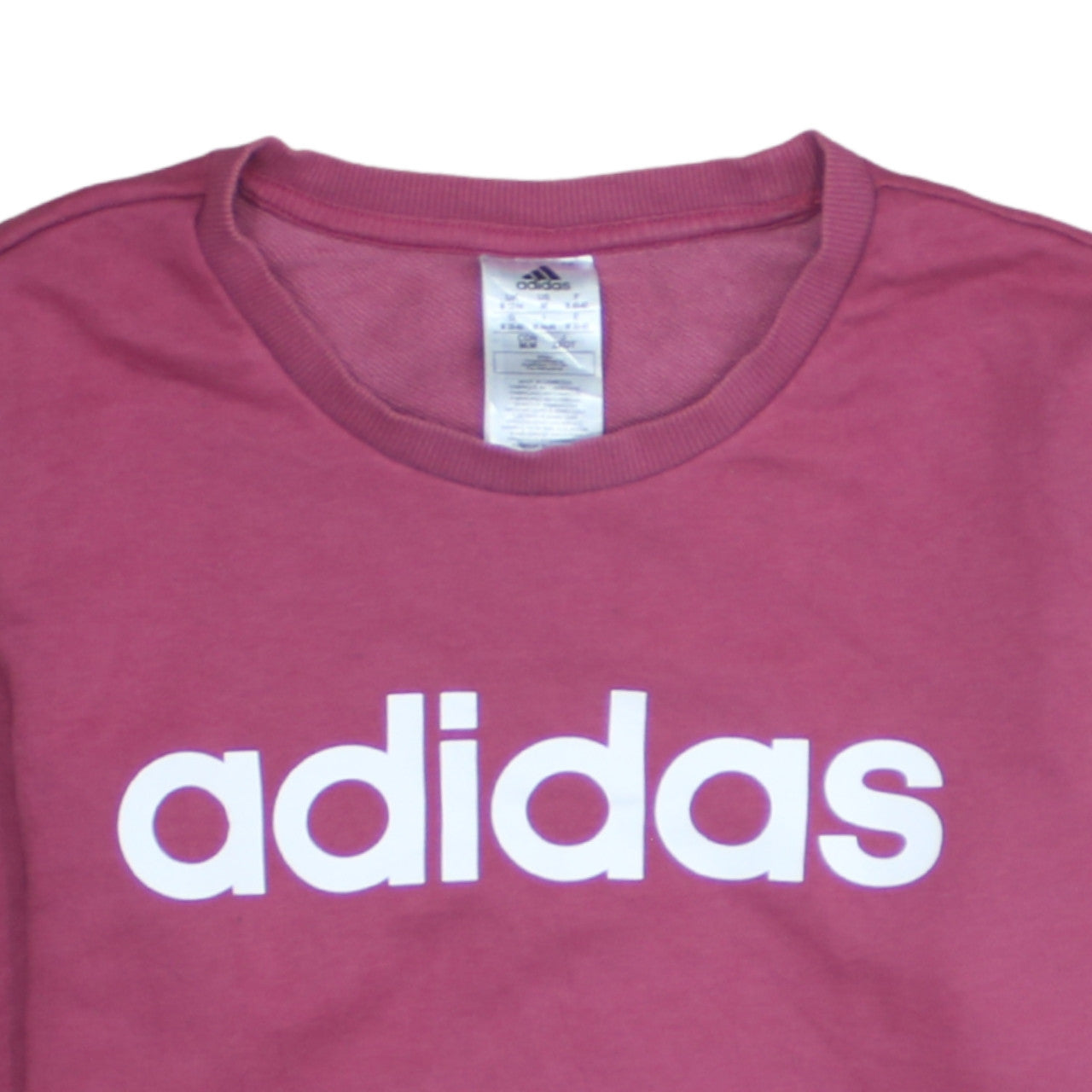Adidas Womens Pink Crew Neck Long Sleeve Pullover Sweatshirt M 12-14
