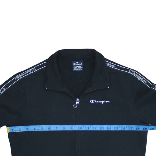 Champion Boys Black Full Zip Sweatshirt Size 13-14 Years Logo Tape Classic