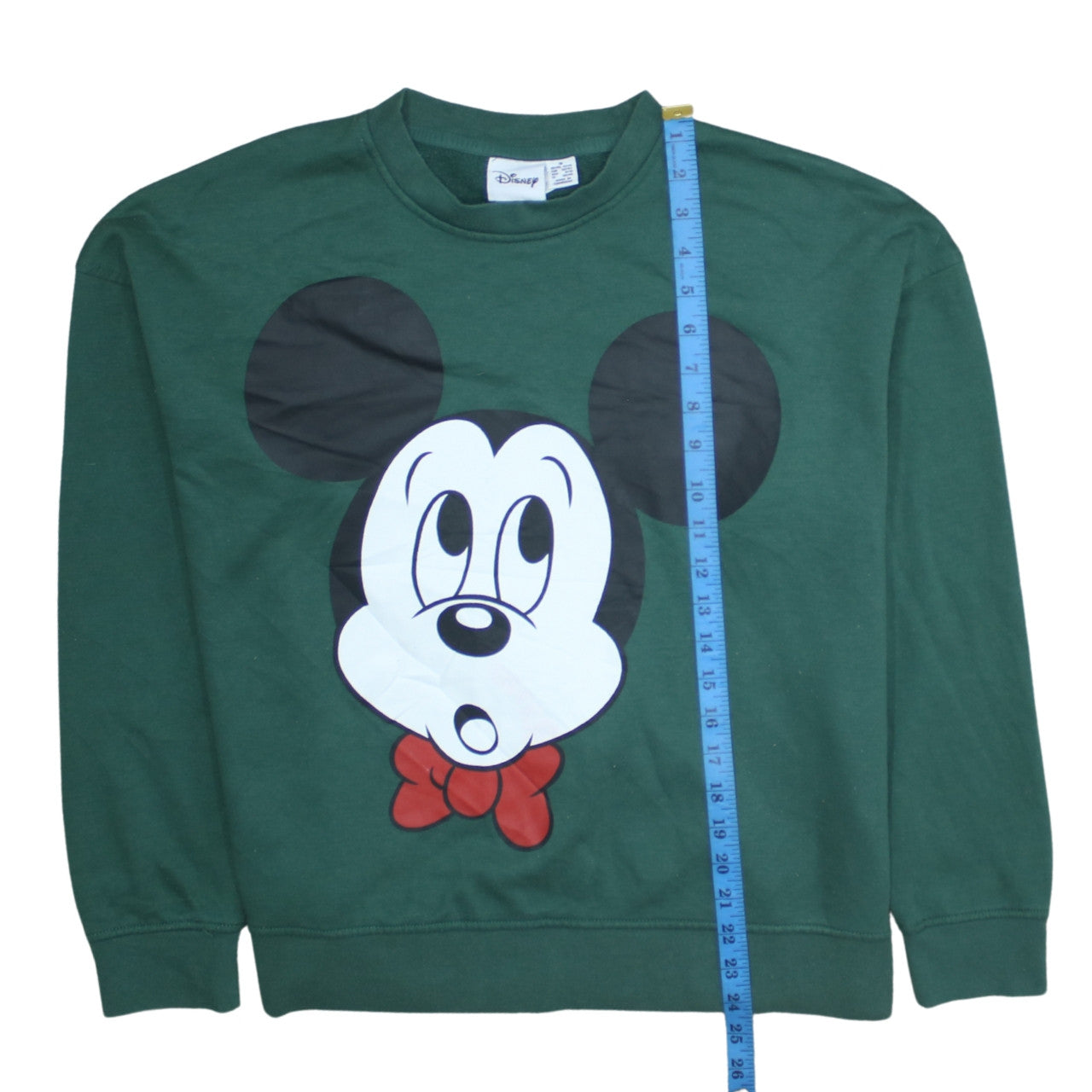Disney Women Green Mickey Mouse Graphic Pullover Sweatshirt Size M
