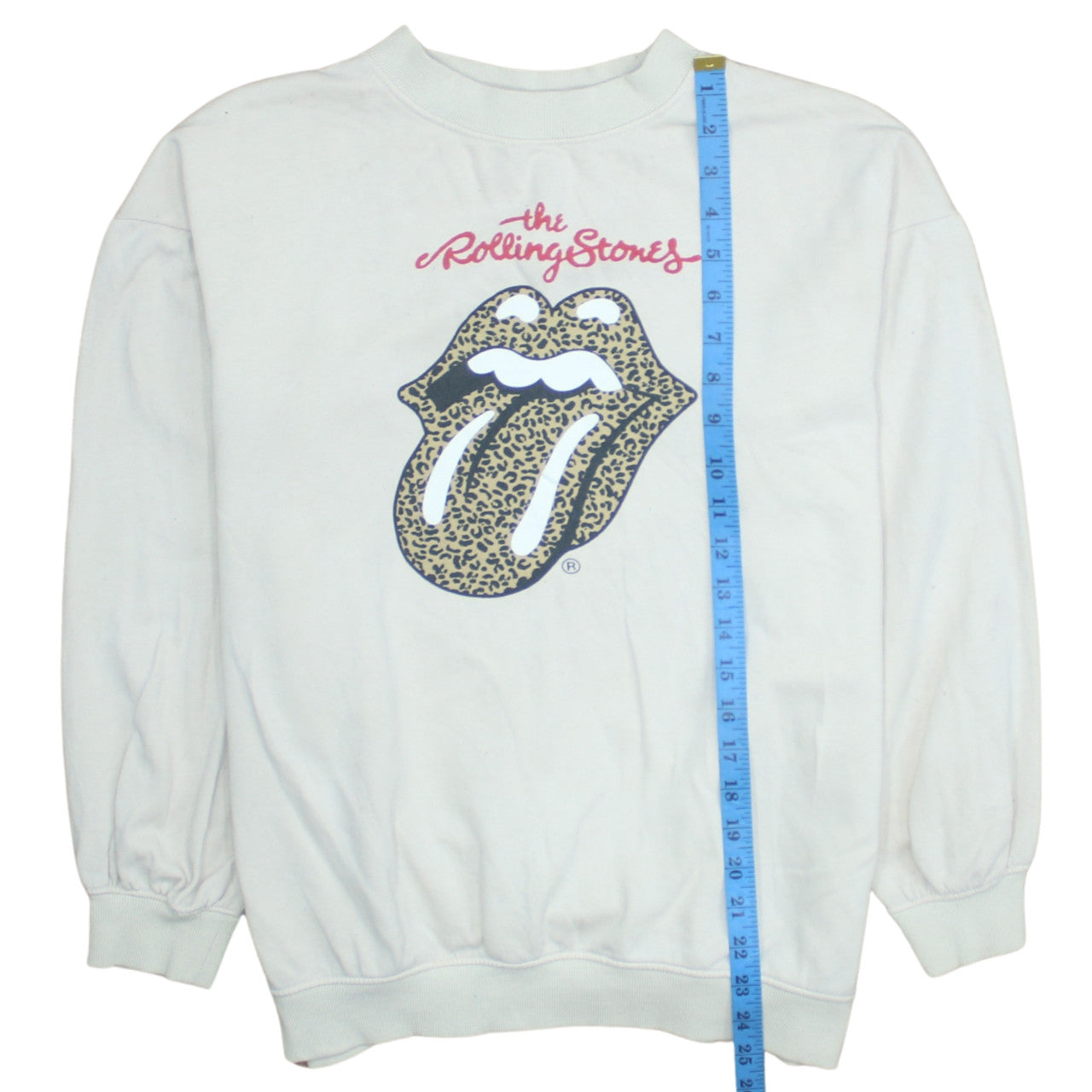 H&M Girls White Rolling Stones Leopard Print Pullover Sweatshirt 10-12 Years