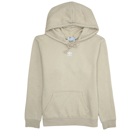 Adidas Womens Beige Pullover Hoodie Size 8 with Logo and Pockets
