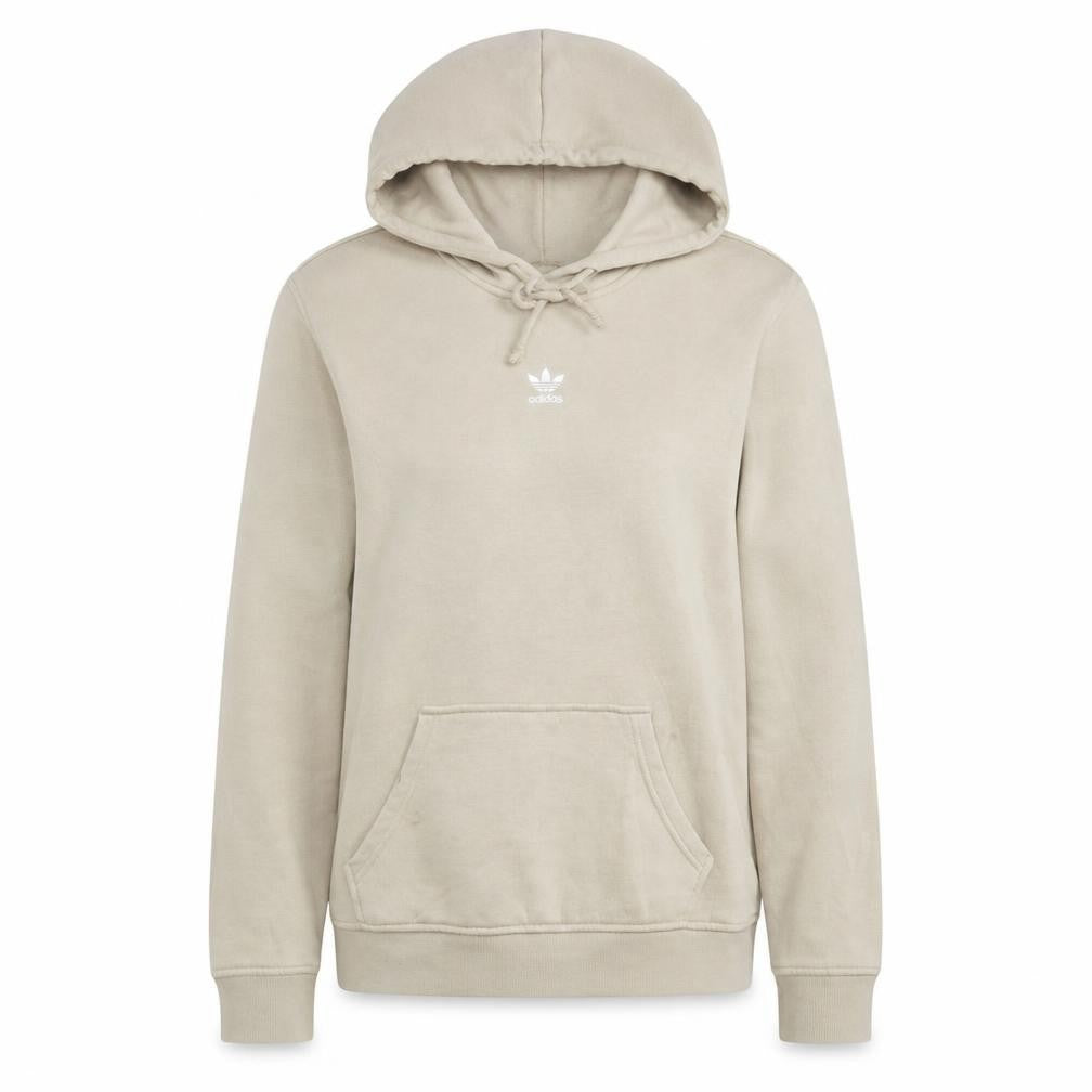 Adidas Womens Beige Pullover Hoodie Size 8 with Logo and Pockets