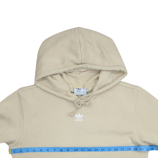 Adidas Womens Beige Pullover Hoodie Size 8 with Logo and Pockets