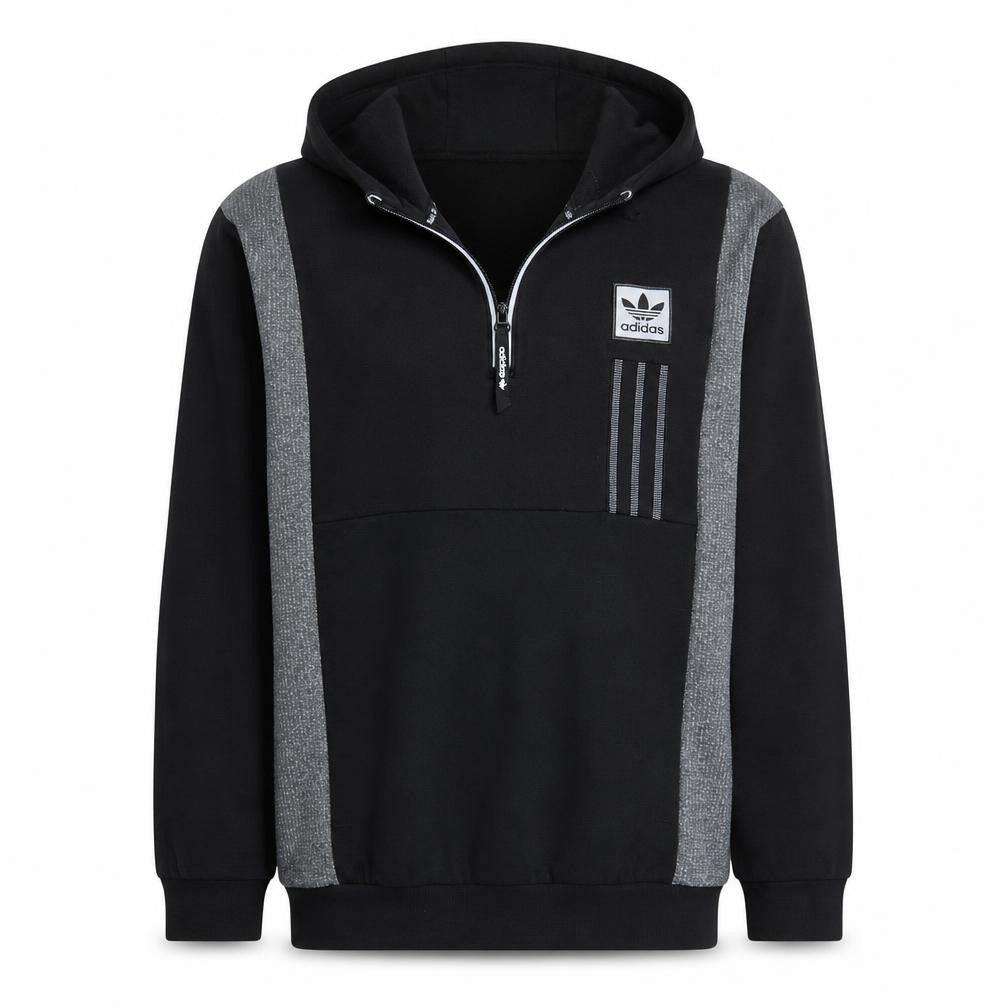 Adidas Mens Black Small 1/2 Zip Hoodie Sweatshirt with Logo