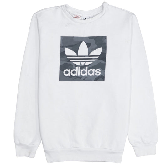 Adidas Boys White Crew Neck Sweatshirt 13-14 Years Camouflage Logo