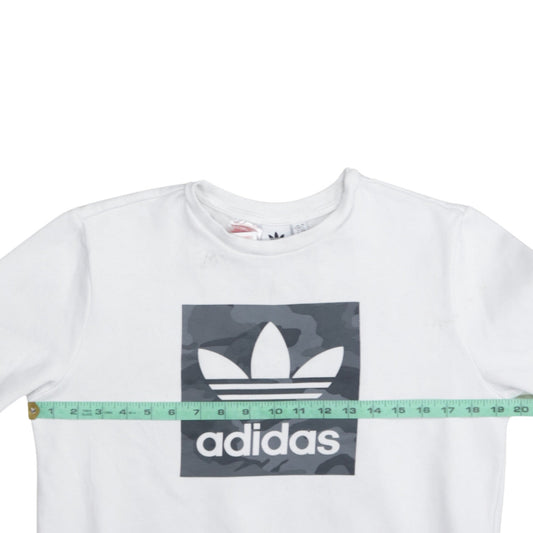 Adidas Boys White Crew Neck Sweatshirt 13-14 Years Camouflage Logo