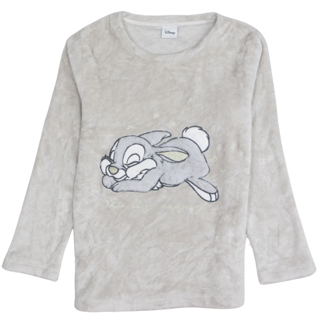 Disney Women Grey Thumper Fleece Long Sleeve Pyjama Top Size 8-10